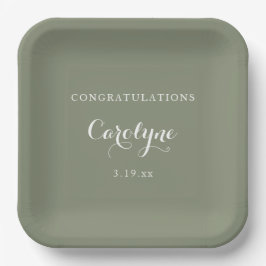 Plato De Papel Modern Minimalist Sage Green Graduation