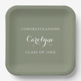 Plato De Papel Modern Minimalist Sage Green Graduation