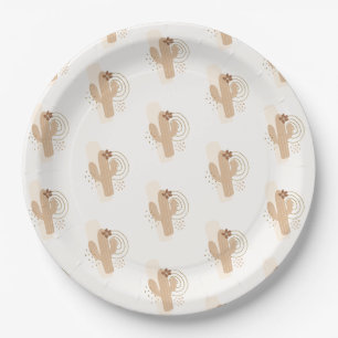 Plato De Papel Modern Minimalista Boho Desert Cactus Baby Shower