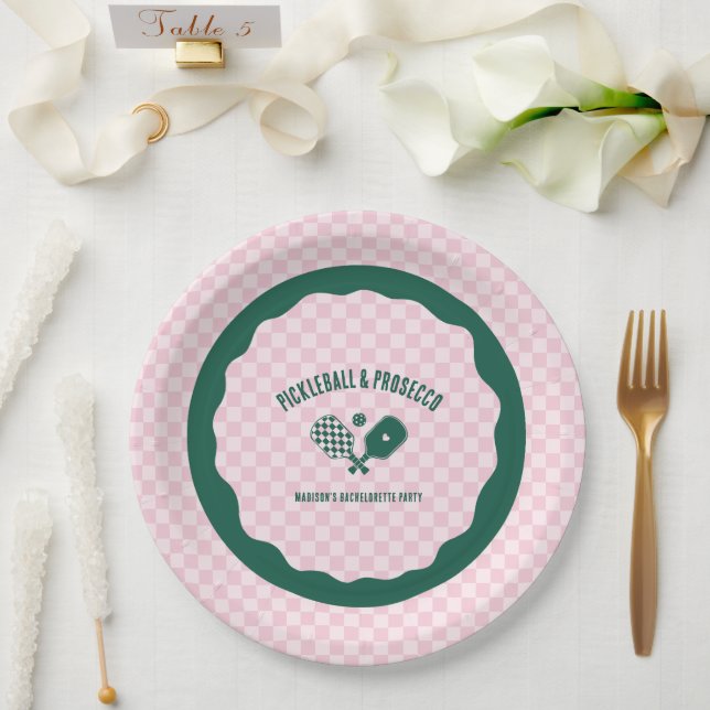 Plato De Papel Modern Pickleball & Prosecco Bachelorette Weekend (Boda)