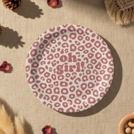 Plato De Papel Modern Pink Leopard Oh Girl! Baby Shower