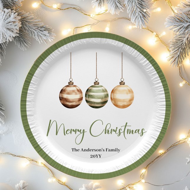 Plato De Papel Modern Scandinavian Christmas Custom Dinner Plates (Neutral Nordic Christmas Personalized Table Plates)