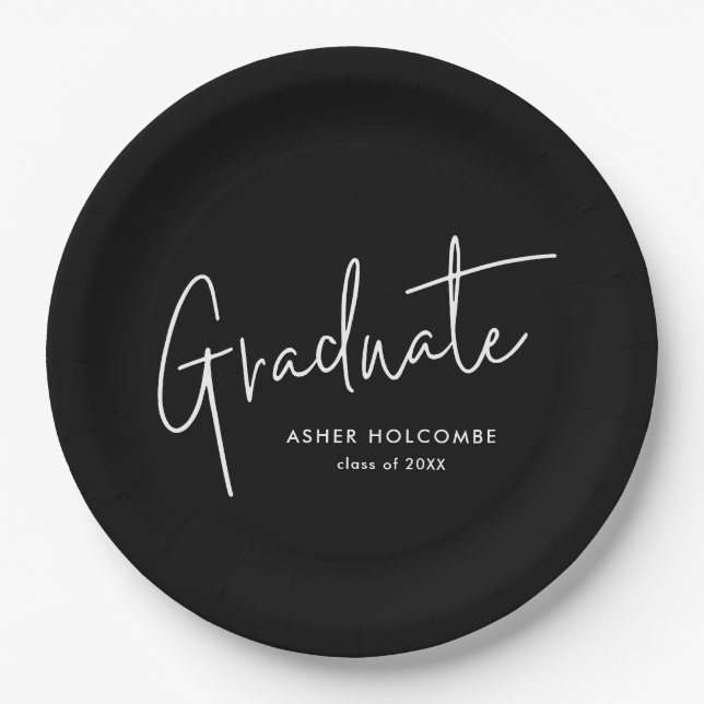 Plato De Papel Modern Script Graduate Simple Graduation (Anverso)