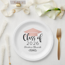 Plato De Papel Modern Script Rosa Oro 2026