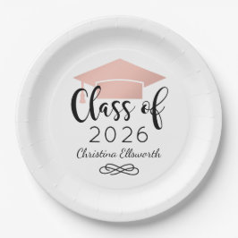 Plato De Papel Modern Script Rosa Oro 2026
