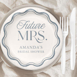 Plato De Papel Modern Something Blue Bridal Shower Future Mrs.