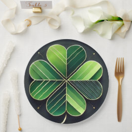Plato De Papel Modern St. Patrick's Day Green Shamrock