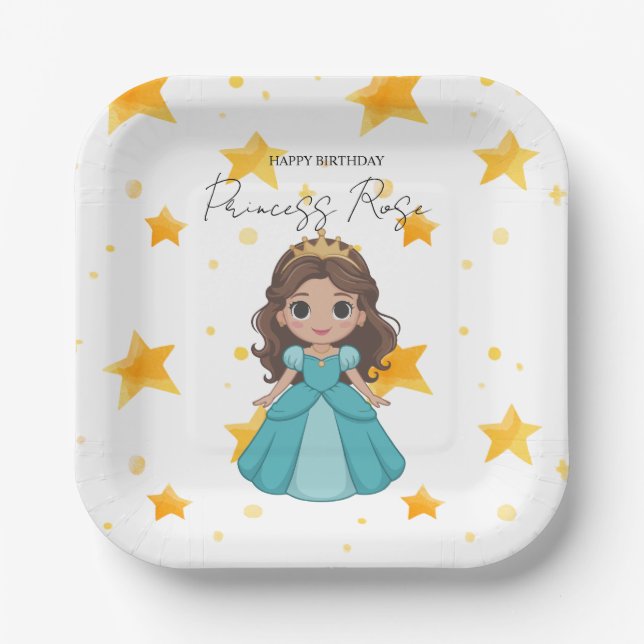 Plato De Papel Modern Star and Disney Princess Birthday (Anverso)