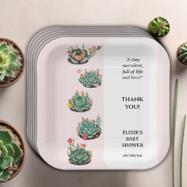 Plato De Papel Modern Succulent Cactus Baby Shower