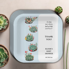 Plato De Papel Modern Succulent Cactus Baby Shower