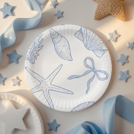 Plato De Papel Modern Under The Sea You Soon Blue Baby Shower