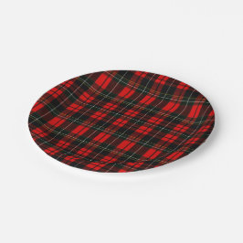Plato De Papel Modern Wallace Red Scottish Tartan Plaid Pattern