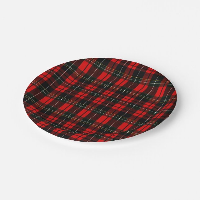Plato De Papel Modern Wallace Red Scottish Tartan Plaid Pattern (Angular)