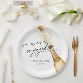 Plato De Papel Modern We're Engaged Party Paper Plate