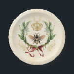 Plato De Papel Moderna Abeja Botánica Vintage<br><div class="desc">Moderna Abeja Botánica Vintage insectos de abeja insectos de insectos de insectos, follaje elegante retro vintage, flor ramo jardín botánico, hojas florales de primavera de verano, dibujo acuático de ilustracion de lujo, arte de la corona néctar, bonito y hermoso zumbido, flor de alas amarillas, naturaleza de abejas silvestres de oro,...</div>