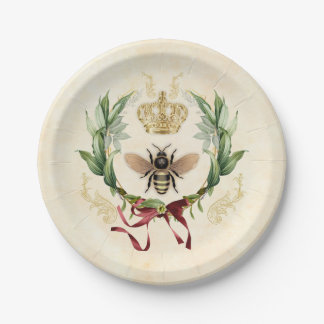 Plato De Papel Moderna Abeja Botánica Vintage