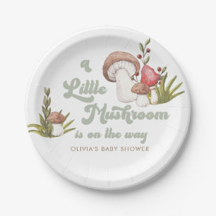 Plato De Papel Moderna acuarela hongo Baby Shower