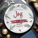 Plato De Papel Moderna acuarela "Joy" Candy Cane Baby Shower<br><div class="desc">Celebra el estilo con estos Navidades de moda con placas de papel de ducha para bebés. El diseño es fácil de personalizar con tu propia redacción y tus invitados estarán encantados cuando vean estas fabulosas placas de papel fiesta. Se pueden encontrar elementos coincidentes en la colección.</div>