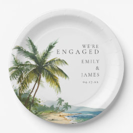 Plato De Papel Moderna acuarela Tropical Beach Engagement Party