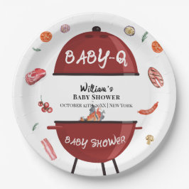 Plato De Papel Moderna Baby Shower BBQ Backyard
