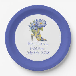 Plato De Papel Moderna Chinoiserie azul High Heel Shoe