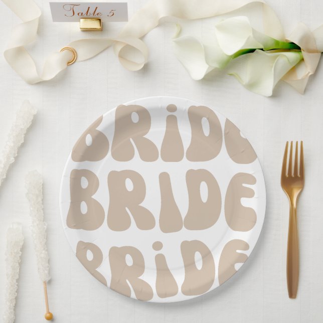 Plato De Papel Moderna cosecha de bachillerato retro de novia (Boda)