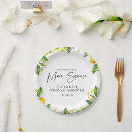 Plato De Papel Moderna ducha Citrus Lemon Bridal