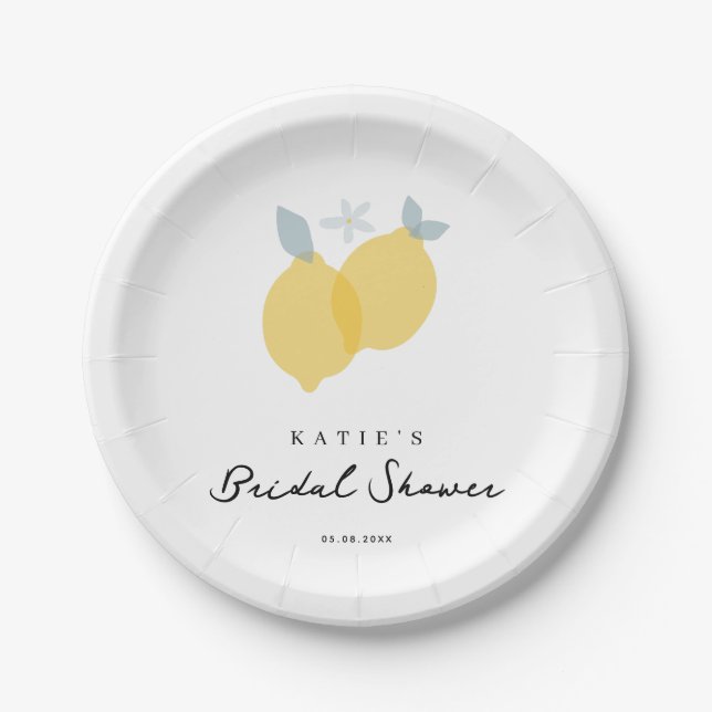 Plato De Papel Moderna ducha de novias Pastel Citrus Lemons (Anverso)
