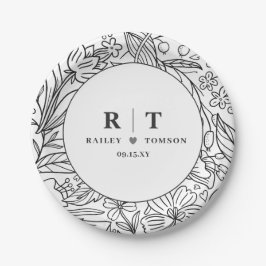 Plato De Papel Moderna fiesta de compromiso floral elegante