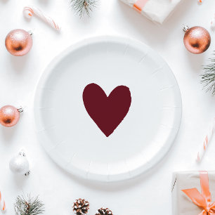 Plato De Papel Moderna fiesta de invierno Borgoña Rojo Baby Showe