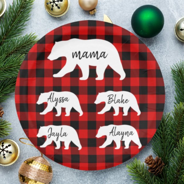 Plato De Papel Moderna Funda Roja Y Oso De Mamá Blanca (Subido por el creador)