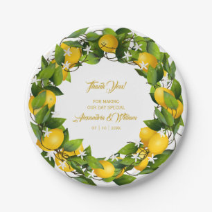 Plato De Papel Moderna Lemon Wreath Gracias   BODA