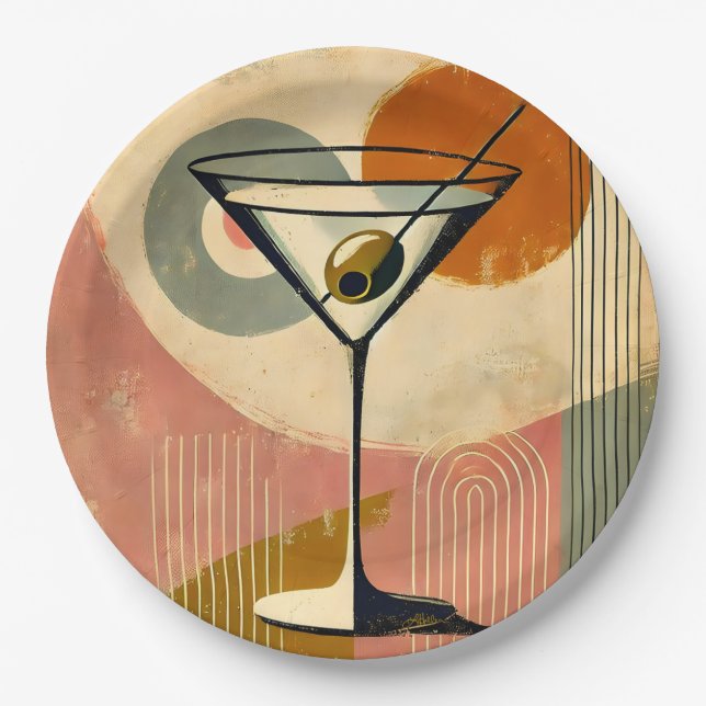 Plato De Papel Moderna Martini de Mid Century (Anverso)