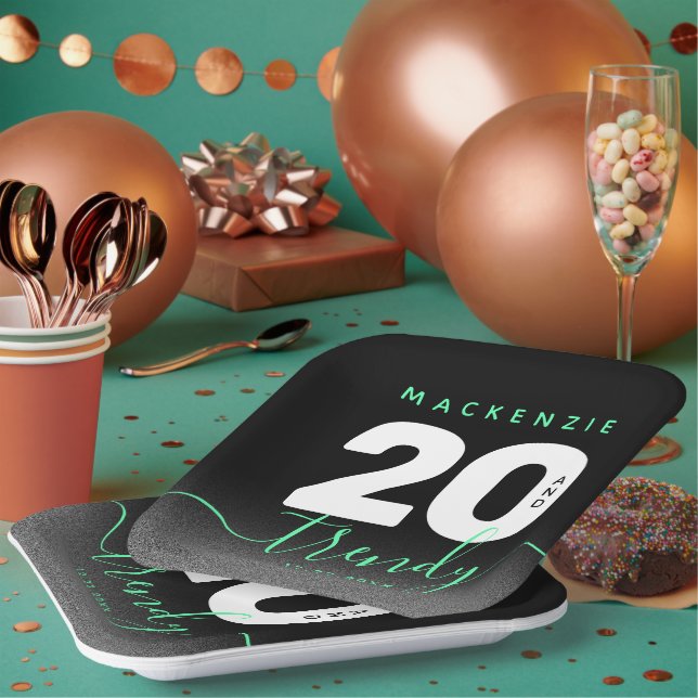 Plato De Papel Moderna Mint Green 20 y de moda (Multi)