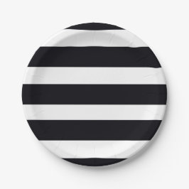 Plato De Papel Moderna Moda clásica elegante rayas negras y blanc
