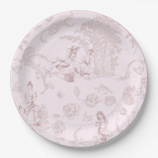 Plato De Papel Moderna Moda Toile de Jouy Picnic Bridal Shower