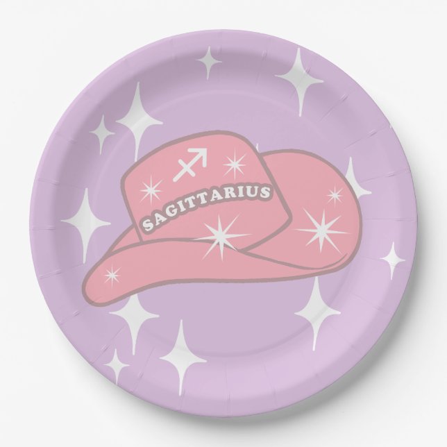 Plato De Papel Moderna Sagittarius Zodiac Gorra Lilac (Anverso)