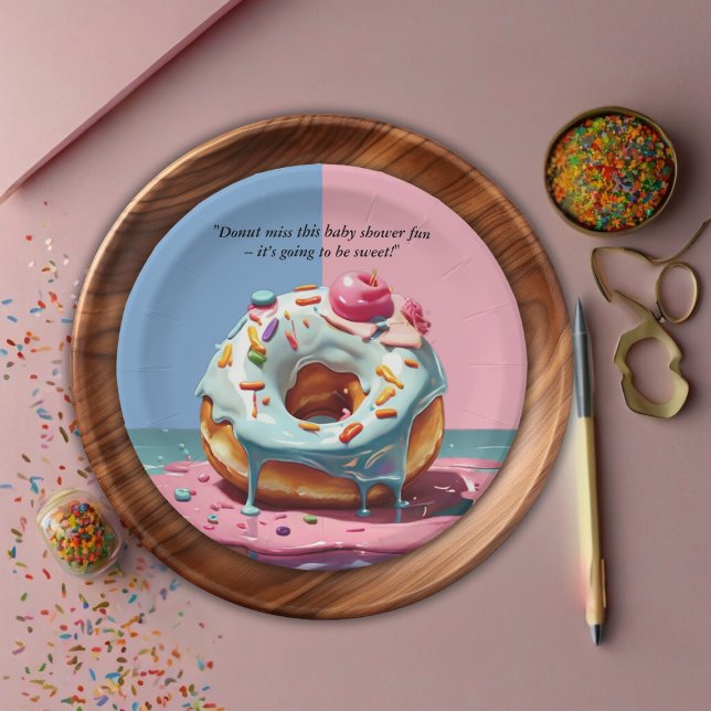 Plato De Papel Moderna salpicadura de donut género Baby Shower ne (Subido por el creador)