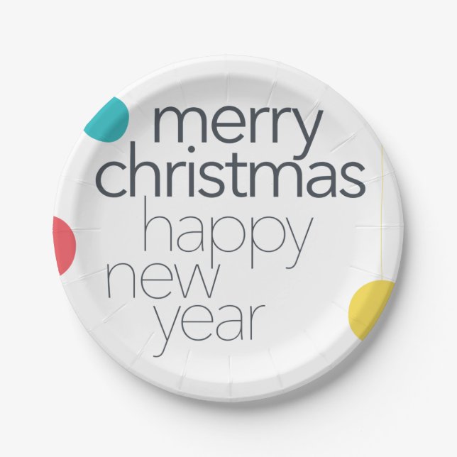 Plato De Papel Moderna, simple, vibrante, divertida "Feliz Navida (Anverso)