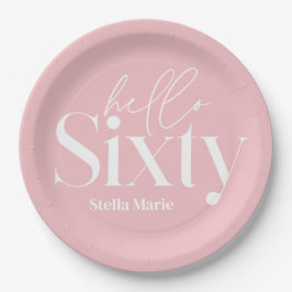 Plato De Papel Moderna tipografía mínima giradamente rosa 60 cump