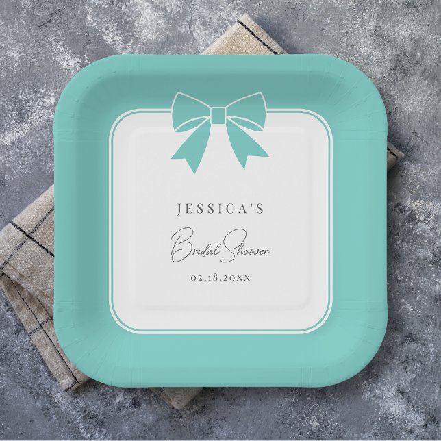 Plato De Papel Moderna y elegante ducha de novias con cinta azul  (Subido por el creador)