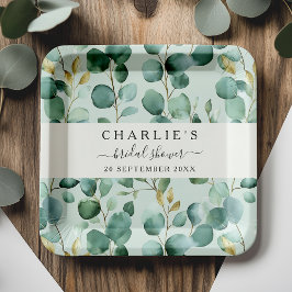 Plato De Papel Moderna y elegante Verdor Ducha Bridal