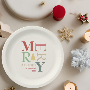 Plato De Papel Moderna Y Moderna Merry Y Brillante Colorido Minim
