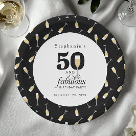 Plato De Papel Moderno 50 personalizado y fabuloso cumpleaños