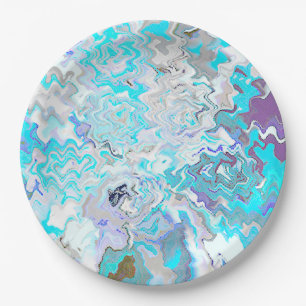 Plato De Papel Moderno Aqua Blue Design Spring Summer Moda