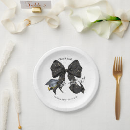 Plato De Papel Moderno Black Bow Lo Hizo En Placa redonda de pape