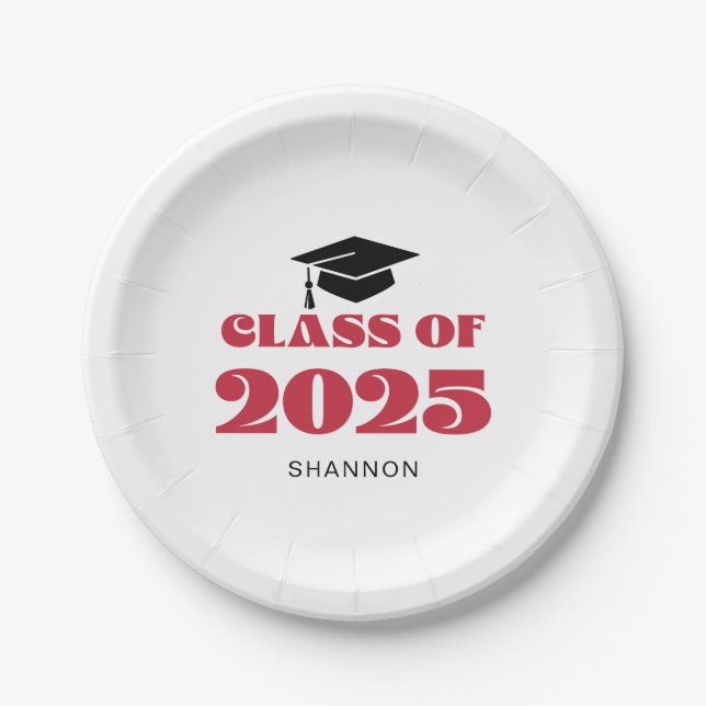 Plato De Papel Moderno Black Red Class de 2025 (Anverso)