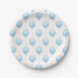 Plato De Papel Moderno Blue Balloon Boy Baby Shower