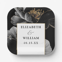 Plato De Papel Moderno Boda de Moda Botánica Elegante