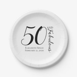 Plato De Papel Moderno cincuenta y fabuloso cumpleaños número 50 